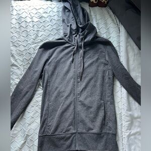 grey zip up sweatshirt